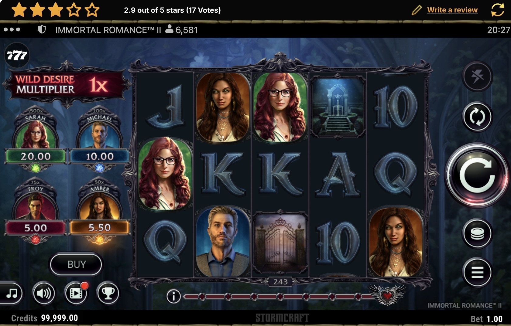 Immortal Romance 2 Wild Desire feature on the reels